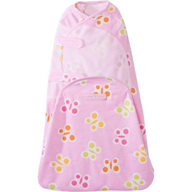 HALO SwaddleSure OnePiece Swaddle, 100 Cotton, Pink Butterfly Dot, Small