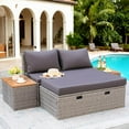 thumbnail image 2 of Flamaker Outdoor Rattan Lounge Chair with 2 Side Tables, Multifunctional Outdoor Patio Daybed with Footrest, Cushions, Storage Ottoman,Chaise Lounge Chair for Backyard Porch Poolside(Grey), 2 of 8