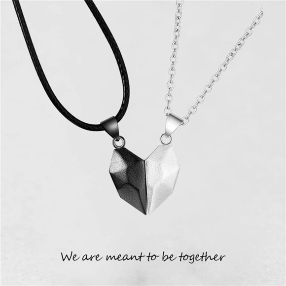HomeKingdee Two Souls One Heart Necklace Set - Heart-Shaped Puzzle Pendant Metal Plating Couple Necklaces for Long Distance Relationship Gifts