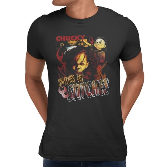 Chucky Snitches Get Stitches Men's Graphic T-Shirt (Black, S-2XL)