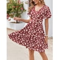 thumbnail image 4 of Zeagoo Women Sundress Summer 2025 Casual V Neck Mini Swing Dresses Loose Floral Print Swing Ruffle Short Sleeve Dress for Beach 2025 Tshirt Dress Vacation Beach Party, 4 of 6