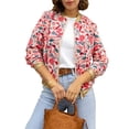 thumbnail image 1 of Chaquetas Informales de con Cremallera para Mujer, Chaqueta Holgada Estilo Bohemio, de Larga, con Estampado de Hojas de Árbol Color Mixto 2 XL, 1 of 8