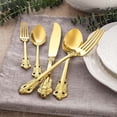 thumbnail image 2 of Gorgeous Gold Flatware Box Sets of Steel Knives and Forks,Heavy Tableware Antique Gold Flatware Set,Gold Flatware 18/10 Service for 4,Antique Baroque Gold-plated Style Flatware Set, 2 of 8