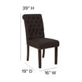 thumbnail image 6 of BizChair Set of 2 Brown Fabric Parsons Chair with Rolled Back, Accent Nail Trim and Walnut Finish, 6 of 13