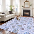 thumbnail image 2 of 6'x9' Area Rugs, Spring Floral Indoor Outdoor Area Rug for Living Room Bedroom, Retro Flowers Leaves Botanical Light Blue Washable Bathroom Rugs Kitchen Floor Carpet Mats Home Decor Aesthetic, 2 of 8