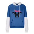 thumbnail image 4 of EQWLJWE Cow Print Sweatshirt for Women Fall Warm Sweatshirt Cute Cow Print Drawstring Drop Shoulder Hoodie Loose and Pockets Halloween Sweaters Halloween Clearance Costumes, 4 of 4