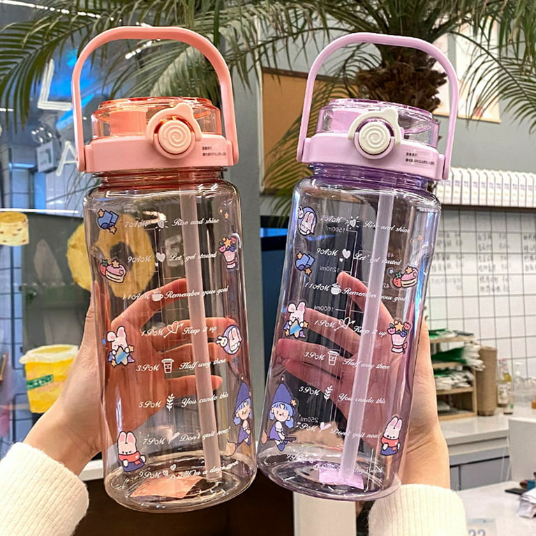 Plastic Leakproof High-Temperature Resistant Portable Multipurpose 2000Ml Water  Bottles With Straw Time Marker 