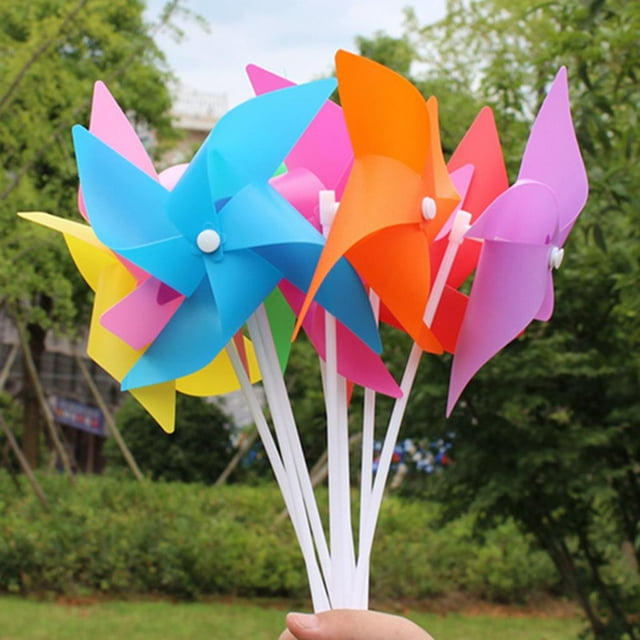 Venta Al Por Mayor 100 Sets Plástico Portátil 3D Rueda de Flores Molino Juguete DIY Esculturas Jardín Patio Césped Decorac Amarillo DYNWAVEMX Molino de viento portátil de flores