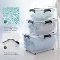 thumbnail image 2 of Plastic Storage Bins Tote Organizing Container with Durable Lid and Seal and Secure Latching Buckles and Wheels，Clear,3 Pack（Three sizes：L-32qt M-19qt S-12qt）, 2 of 5