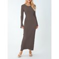 thumbnail image 1 of xiaxaixu Robe en Tricot pour Femmes, Manches Longues Élégantes Col Rond Côtelé Robe Longue d'Automne Mode Urbaine, 1 of 9