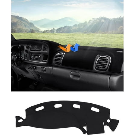 Canvcle Dashboard Cover Mat for Dodge Ram 1500 2500 3500 1998-2001 Accessories Dash Cover Flannel Sunshade Glare UV Rays Protector