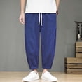 thumbnail image 3 of Mens Loose Straight Cotton Summer Casual Pants - Breathable, Solid Color, Elastic Waist - Daily/Work, 3 of 7