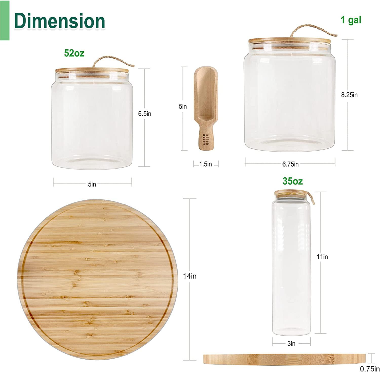 1 Gallon Glass Cookie Storage Jars with Bamboo Lids, Airtight Glass Ca –  Home Storage Solutions