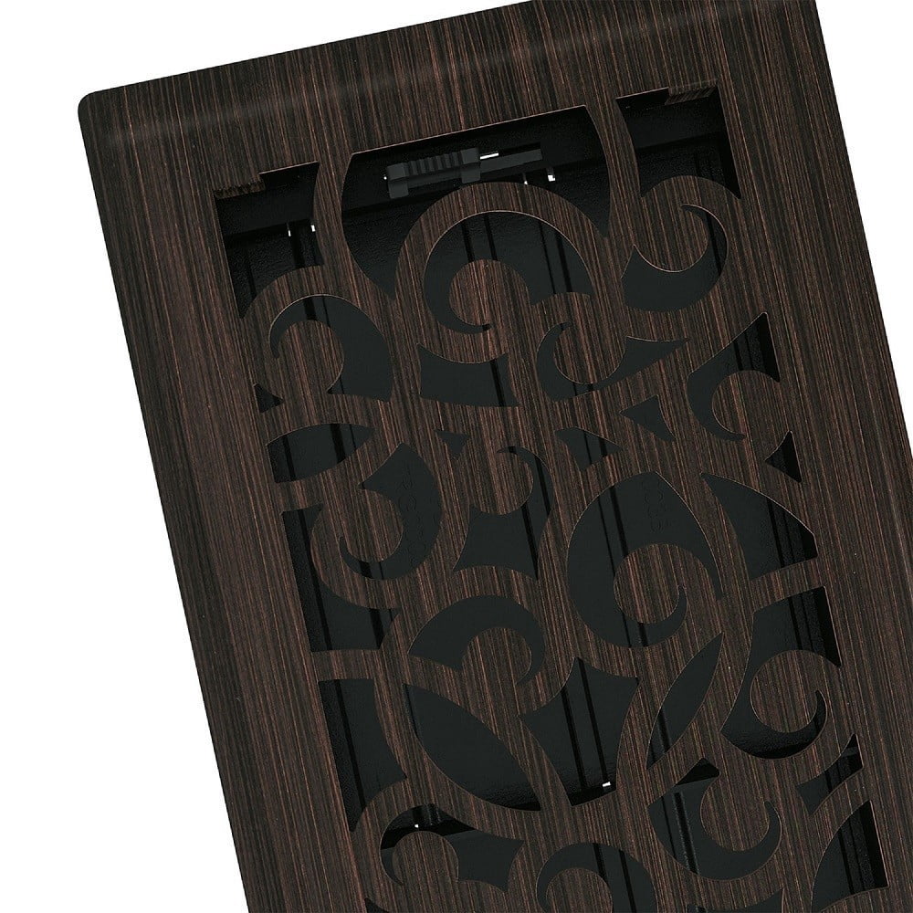 Imperial RG3365 Oil Rubbed Bronze Wonderland Design Louvered Floor Register - 4inch x 10inch Duct Opening