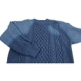 thumbnail image 5 of Men's Crew Neck Cable Knit Sweater Long Sleeve Relaxed Fit Pullover Thick Knitwear Casual Tops for Fall Winter Daily Wear Navy L, 5 of 7