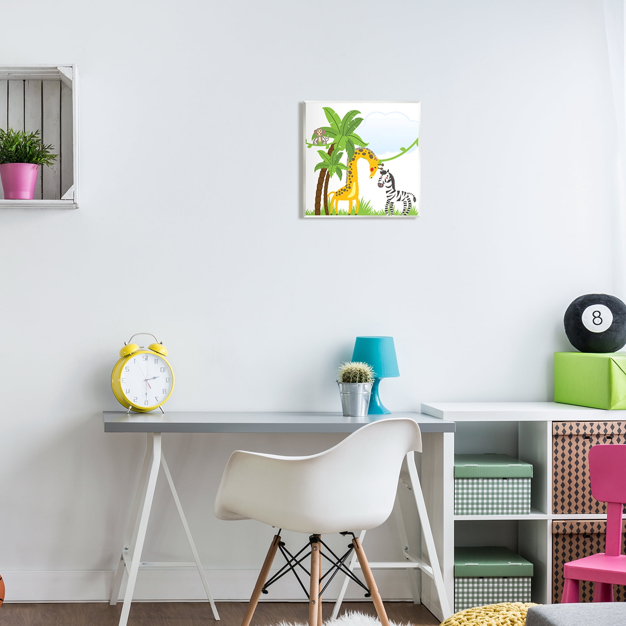 Stupell Industries Jungle Animals & Palm Trees Animals & Insects Painting Unframed Art Print Wall Art, 12 x 12