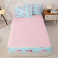 thumbnail image 4 of Metsweet Kawaii Unicorn Zipper Full Size Comforter Sets with Fitted Sheet and 2 Pillowcases, Polka Dots Stars Print Zipper Bedding Set, Pink Light Blue,4pcs,Pink Reversible, 4 of 6