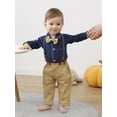 thumbnail image 4 of Baby Boy Clothes Outfit Formal Suits Newborn Tuxedo Romper Shirts Suspender Pants Hat Bowtie 4pcs, 4 of 18