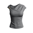 thumbnail image 6 of Pounoo Womens One Shoulder Tops Asymmetrical Solid Color Blouses Casual Slim Fit Lightweight Soft Comfy Party Wear Shirts Gift, 6 of 7