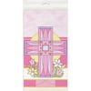 Plastic Pink Sacred Cross Religious Table Cover, 84" x 54"