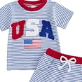 thumbnail image 4 of Akiihool Baby Boy Spring Outfit Baby Boy Clothes 3 6 12 18 Months Summer Outfit Baseball Embroidery Waffle Short Sleeve Romper & Shorts Set(Blue,12-18 Months), 4 of 4