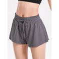 thumbnail image 4 of Pantalones cortos deportivos 2 en 1 para mujer cintura alta transpirables de secado rápido con cordón para correr, 4 of 8