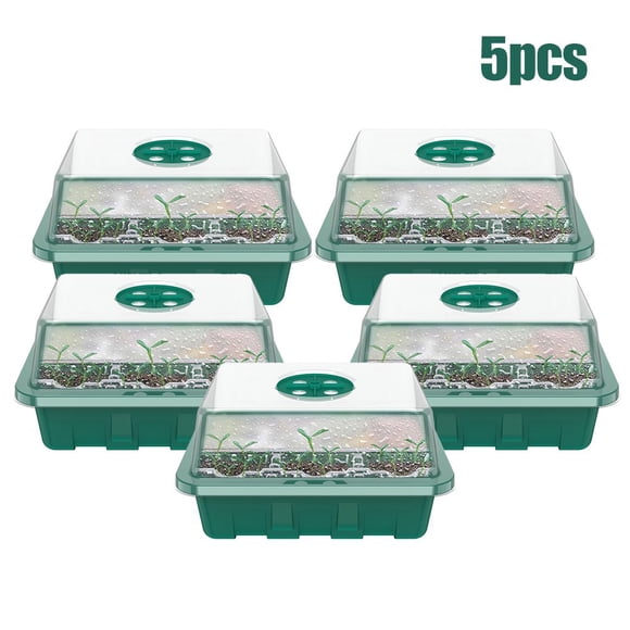 5Pack 12 Grow Trays with Humidity Dome and Cell Insert - Mini Propagator for Seed Starting and Growing Healthy Plants Durable Reusable and Recyclable