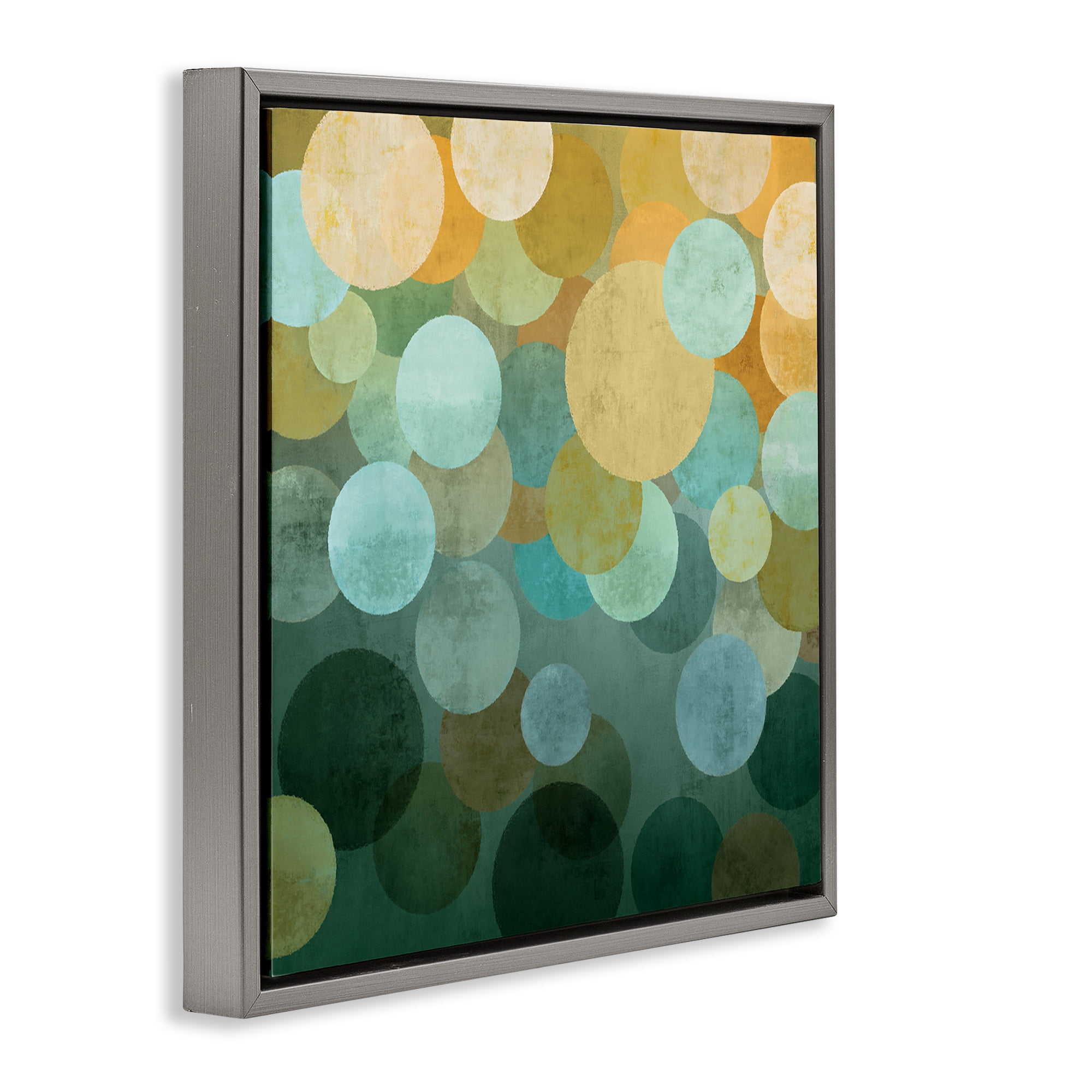 Stupell Industries Round Layered Circles Abstract Painting Gray Floater Framed Canvas Art Print Wall Art, 25 x 25