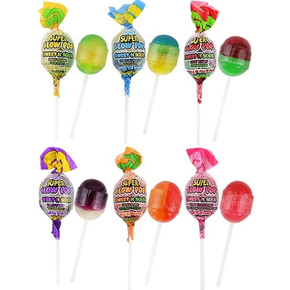 10 Pc Super Blow Pops Lollipops Colorful Sour Sucker Stick Candy Lollypops Party