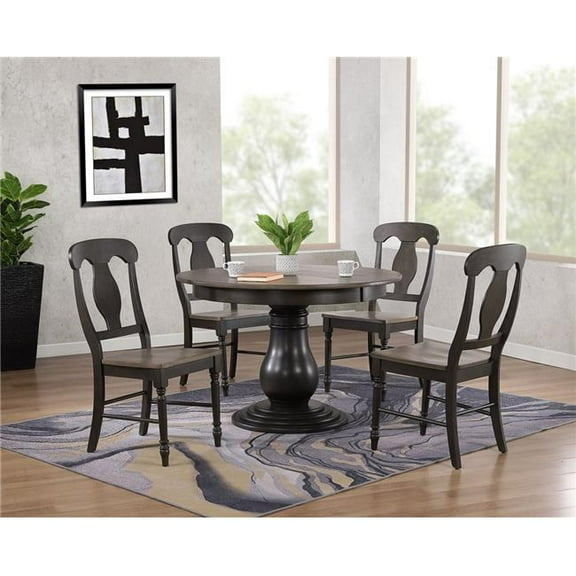 45 x 45 x 63 in. Antiqued Grey Stone Black Stone Napoleon Back 5-Piece Bella Dining Set