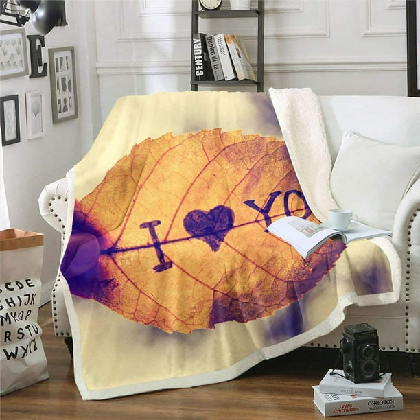 Love You Yellow Leaf Throw Blanket Lover Gift Throw Blankets for Couch