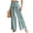 Light Blue, variant on Boho Tiered Palazzo Pants for Women, High Waist Belted Wide Leg Trousers, Casual Spliced Loose Slacks, Summer Flowy Bottoms