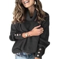 thumbnail image 1 of Pull à Manches Longues Col Bénitier Tricoté Pull Col Roulé Pulls Jumper Grande Taille pour Femmes, 1 of 4