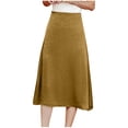thumbnail image 2 of Bnwani Womens Skirts,Women's Skirts,A-line,Satin,Solid,Knee Length,Gold,XL, 2 of 7