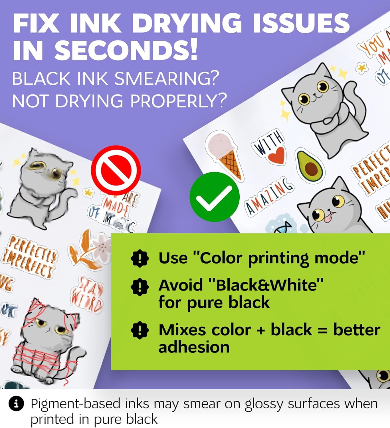 20 Sheets 8.5×11 Glossy Printable Vinyl Sticker Paper, Waterproof Fast Dry Adhesive Paper for Inkjet & Laser Printers, Compatible with Cutting Machines