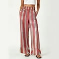 thumbnail image 3 of biudgviw Wide Leg Pants for Women Elastic Waist Striped Palazzo Pants Lightweight Casual Loose Beach Travel Pants with Pockets, 3 of 5