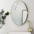 thumbnail image 2 of Bathroom Vanity 20x30" Stainless Steel Metal Framed Gold Oval Pivoting Bathroom Mirror, 2 of 7