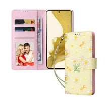 Dteck for Samsung Galaxy A23 5G Case Wallet with RFID Blocking Card Holder Kickstand, Gilding Flower Pattern Magnetic Leather Flip Case for Samsung Galaxy A23 5G,Yellow Daisy