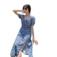 thumbnail image 5 of Vestido de mujer Vestido largo informal de gasa sedosa con abertura sexy con estampado floral, XL kenally AP001314-03B, 5 of 7