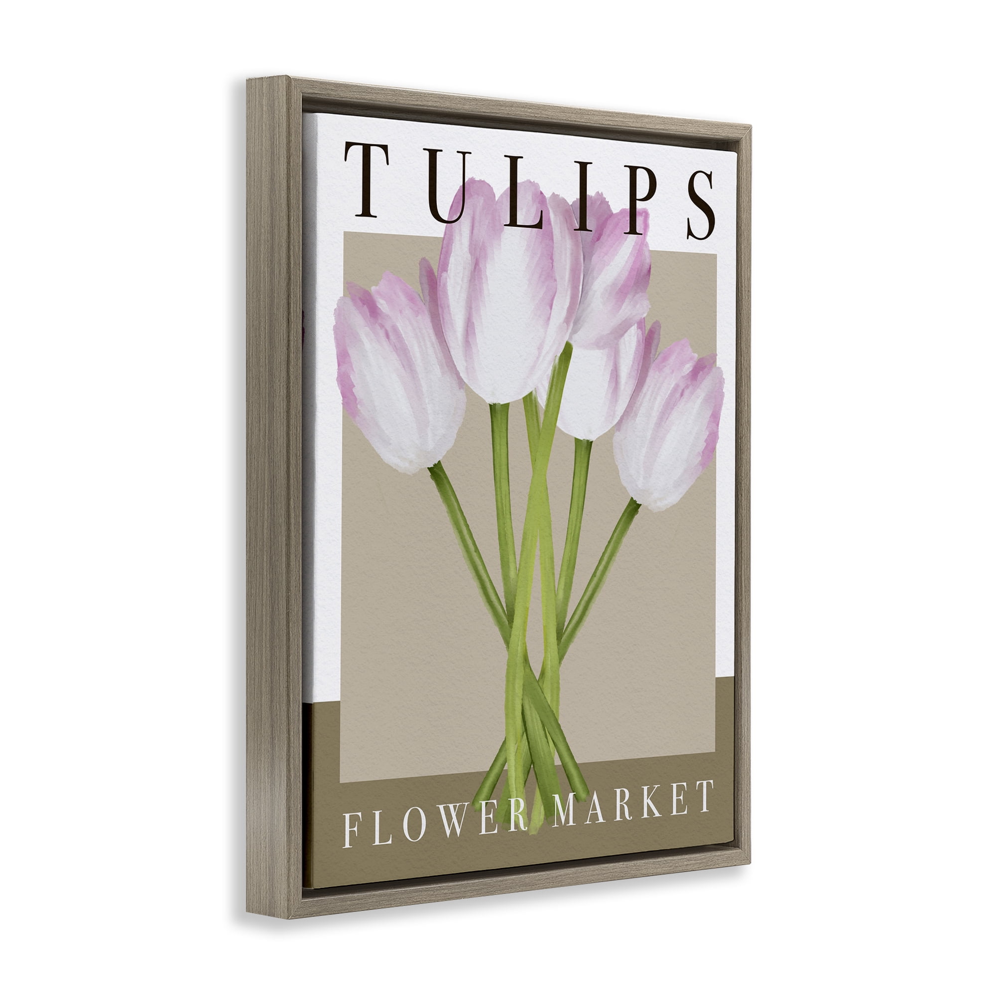 Stupell Industries Tulips Flower Market Brown Framed Floater Canvas Wall Art, design by Jennifer Stith