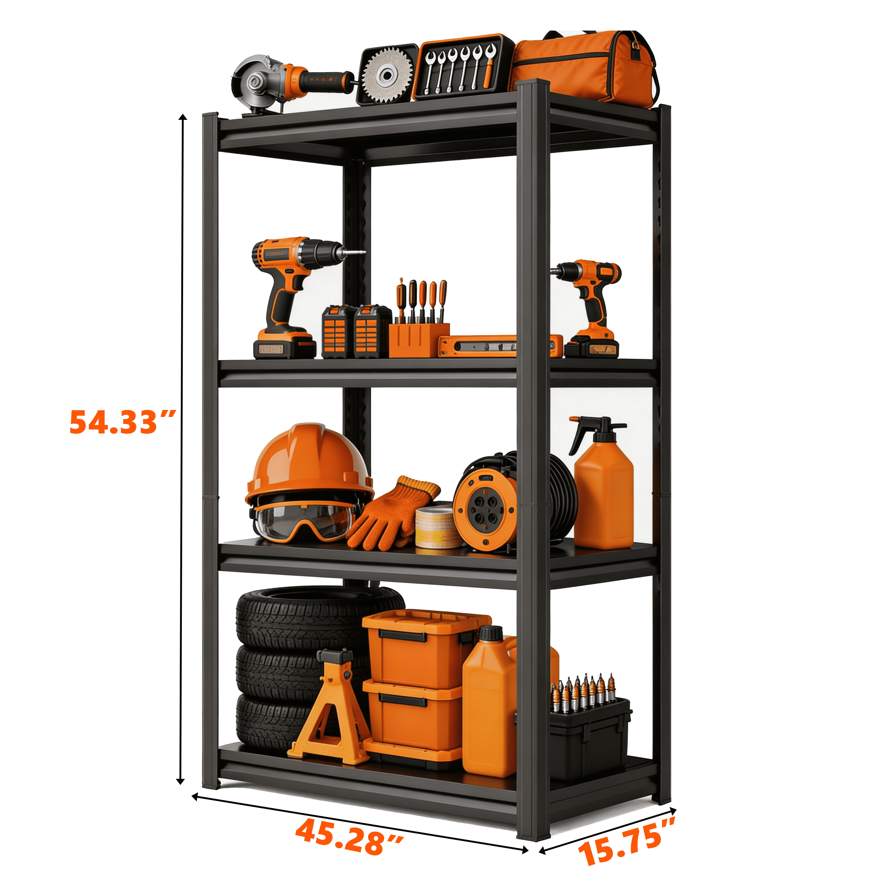 Heavy Duty Adjustable Metal Storage Shelving Unit, 1600 LBS Load Capacity Garage & Kitchen Utility Rack with Adjustable Shelves
