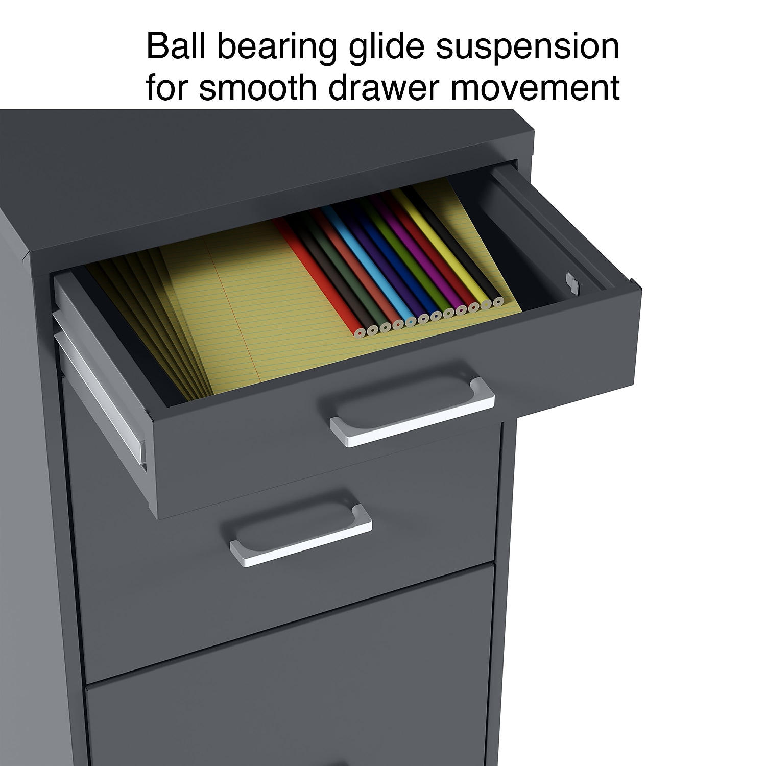 Staples 3-Drawer Vertical File Cabinet Locking Letter Charcoal 18"D (18606) ST52154-CC