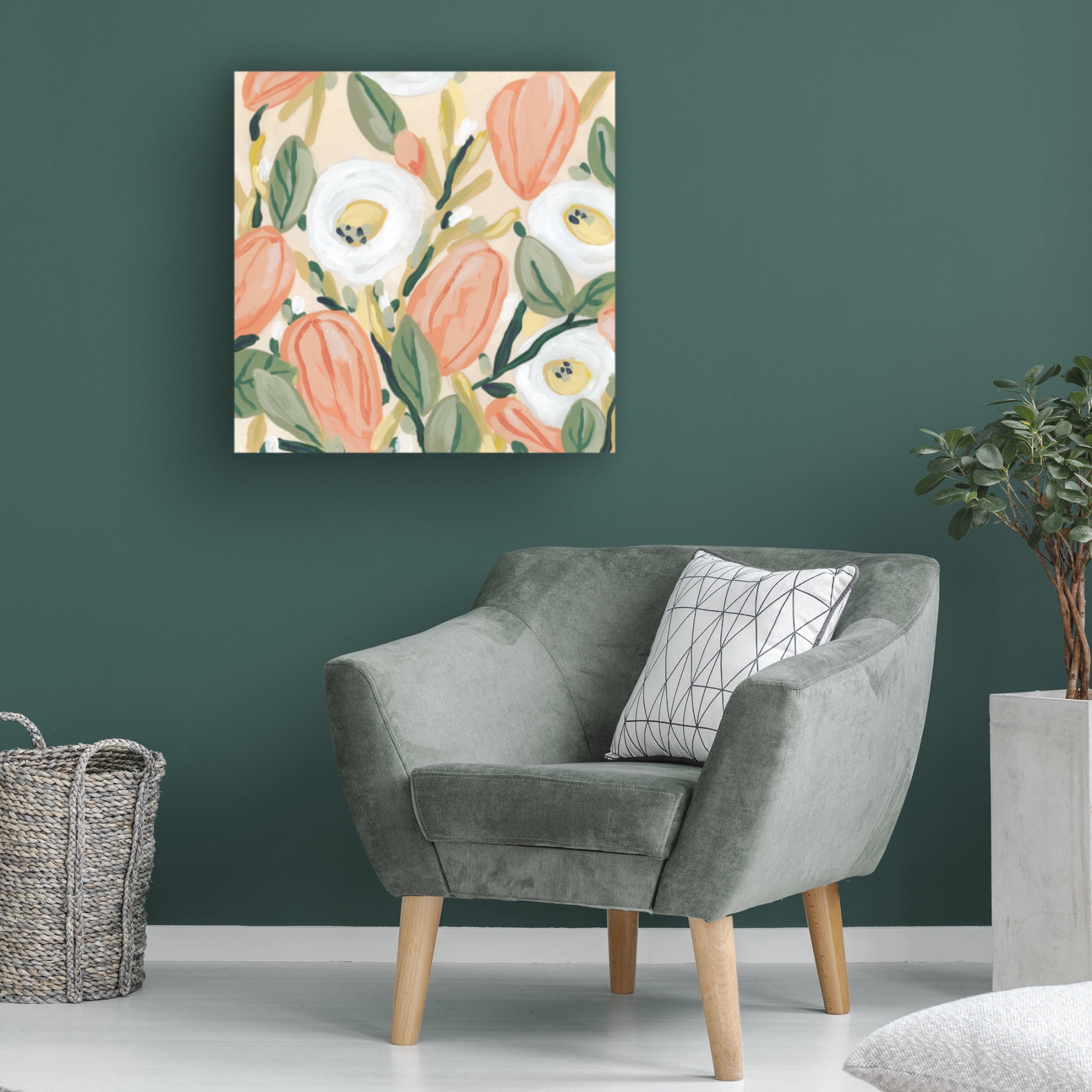 Canvas Wall Art - June Erica Vess 'Gleeful Garden II' Wall Art for Living Room, Bedroom, or Office Décor by Trademark Fine Art - 35 x 35 Inches