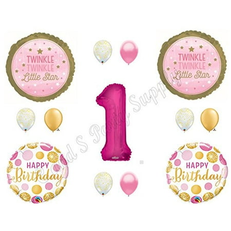 1st Birthday Twinkle Twinkle Little Star Girl Balloons