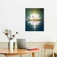 thumbnail image 3 of Acheng Zen Canvas Wall Art White Lotus Flower Bloom in Water Picture Prints Wall Decor Framed Grey Painting for Yoga Spa Meditation Spiritual Room Decor  Zen Artwork 16x20 in, 3 of 5
