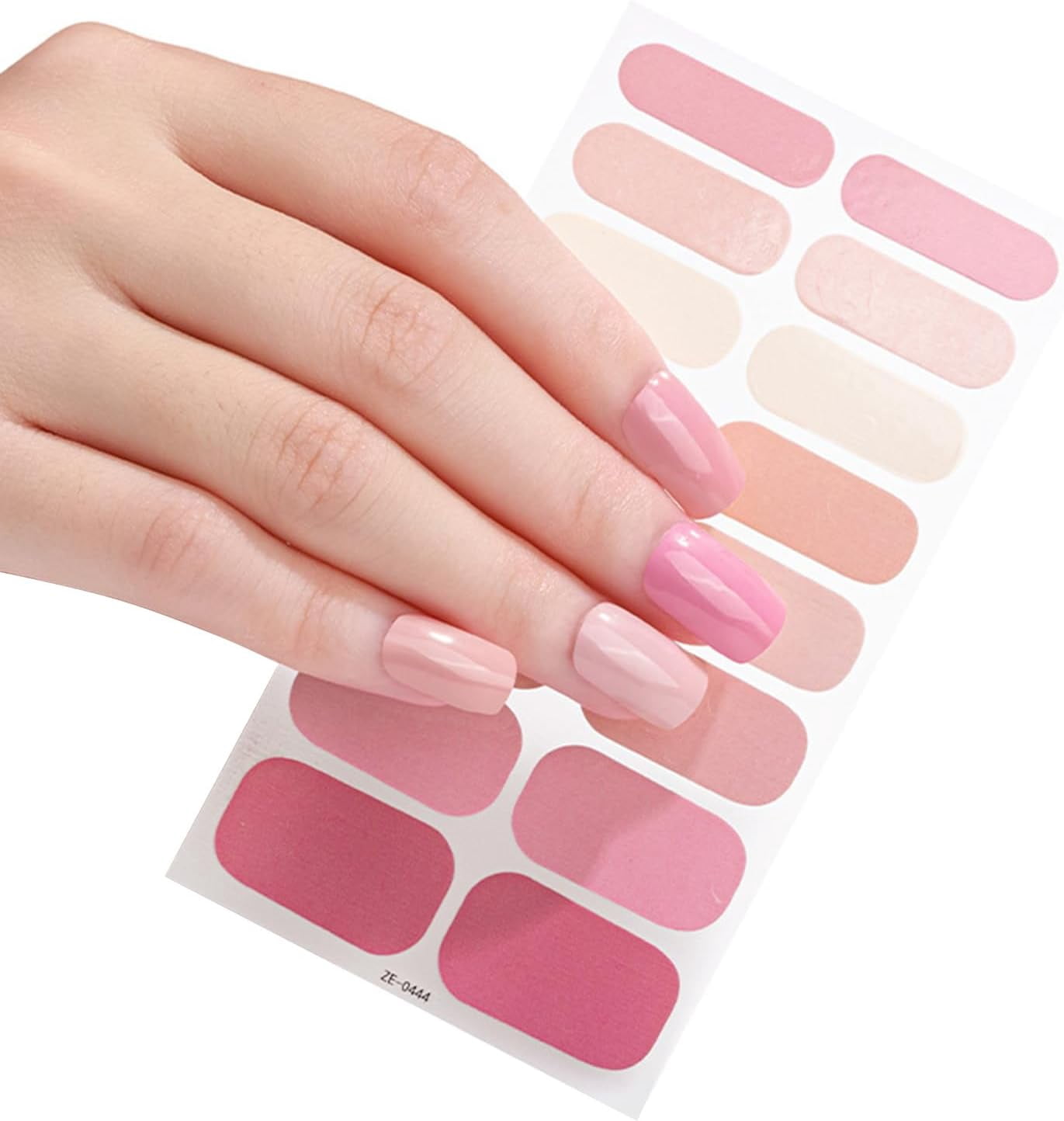 LINLIN 16 Strips Semi Cured Gel Nail Stickers Set for UV Lamp Designer 3D Nails Polish Wraps Fashion Gel Nail Art Stickers Self-Adhesive Nail Polish Strips Nail Polish Wraps
