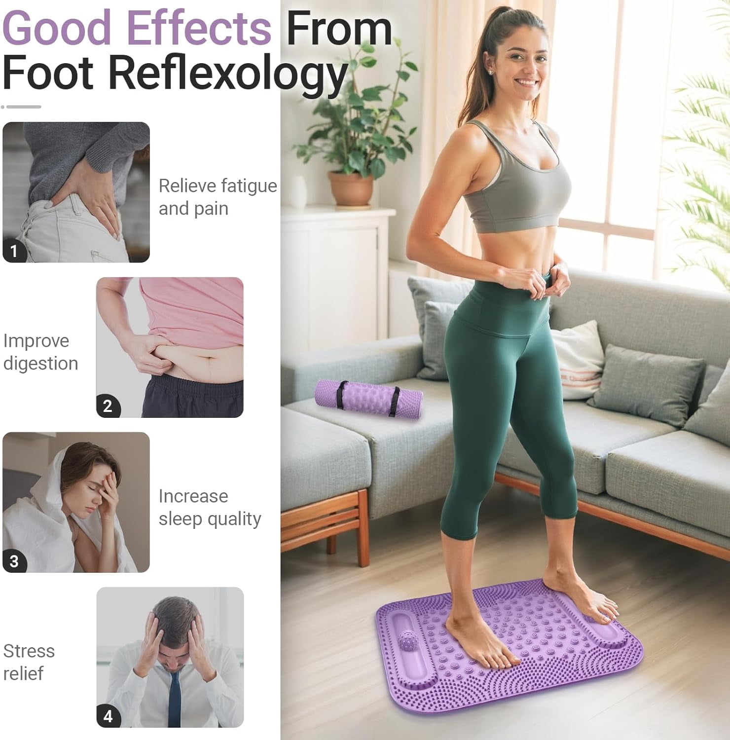 Extra Large Foot Massage Mat, Acupressure Mat,Double-Sided Silicone Acupressure Pad for Relaxation, Portable Foot Floor Trainer for Home, Office & Yoga Practice(RL Pink 1 PC)