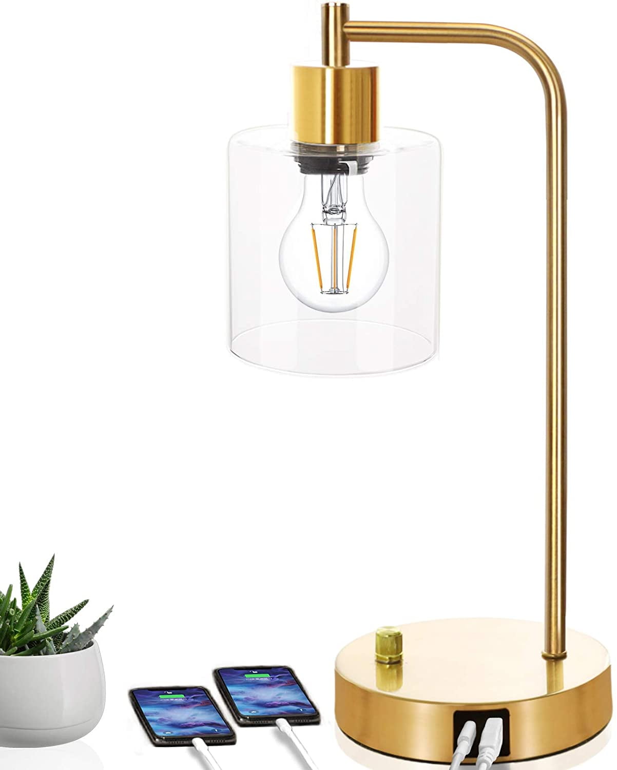 Gold Industrial Table Lamp, Elizabeth Vintage Office Desk Lamp
