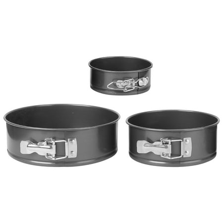

3pcs Cake Mold Mini Round Baking Mold Pizza Cake Shallow Non Stick Pan Active Bottom Pie Dish Tray Home Kitchen Bakeware Supplies(Black)