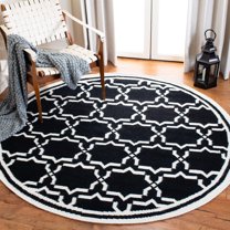 Safavieh Dhurries Myles Geometric Area Rug, Black/Ivory, 8' x 8' Round